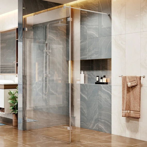 Душевая перегородка Ambassador Walk-in 110 см 15031107 с кронштейном (стекло 8 мм) хром/прозрачное - фото 2