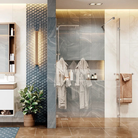 Душевая перегородка Ambassador Walk-in 100 см 15031106 с кронштейном (стекло 8 мм) хром/прозрачное - фото 3