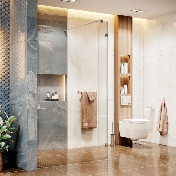 Душевая перегородка Ambassador Walk-in 100 см 15031106 с кронштейном (стекло 8 мм) хром/прозрачное - фото 4