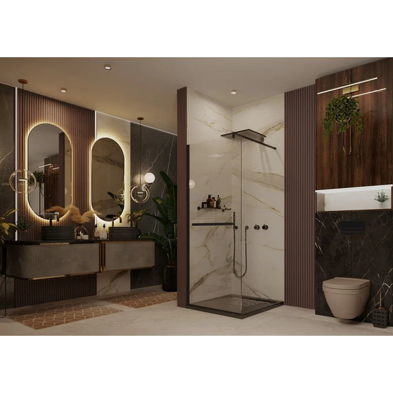 Душевая перегородка Ambassador Walk-in 110 см 15031234 с кронштейном (стекло 8 мм) чёрный/прозрачное - фото 3