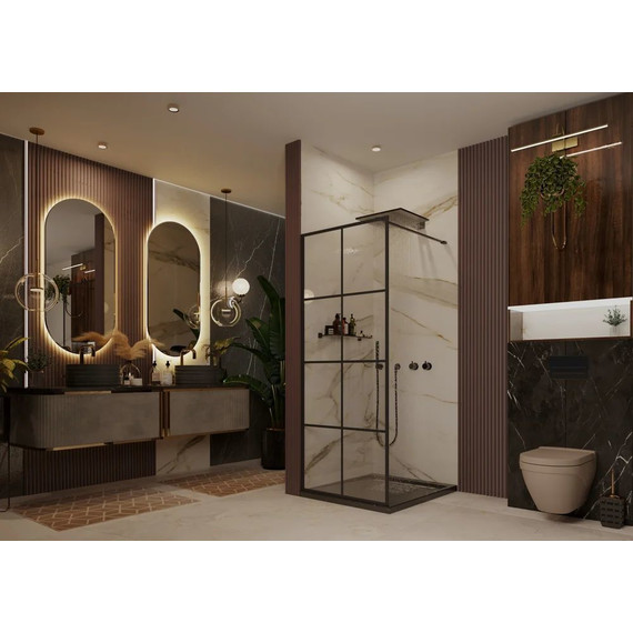 Душевая перегородка Ambassador Walk-in 80 см 15031242 с кронштейном, чёрный/прозрачное - фото 3