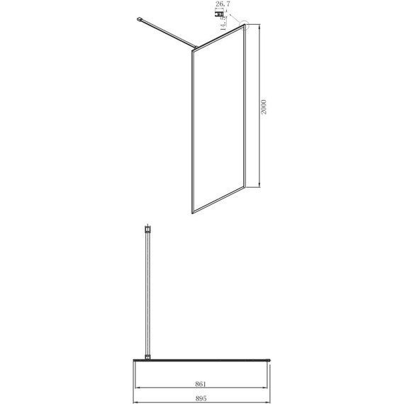 Душевая перегородка Ambassador Walk-in 90 см 15032219 с кронштейном (стекло 8 мм) чёрный/тонированное - фото 5