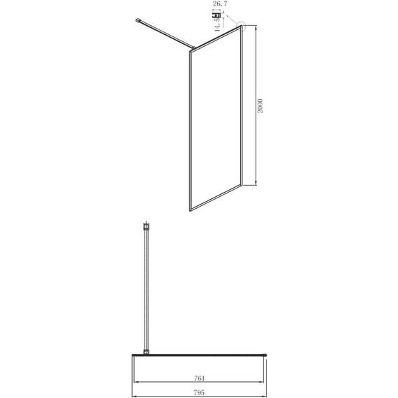 Душевая перегородка Ambassador Walk-in 80 см 15032220 с кронштейном (стекло 8 мм) чёрный/тонированное - фото 5