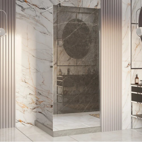 Душевая перегородка Ambassador Walk-in 100 см 15033122 с кронштейном (стекло 8 мм) хром/зеркальное - фото 2