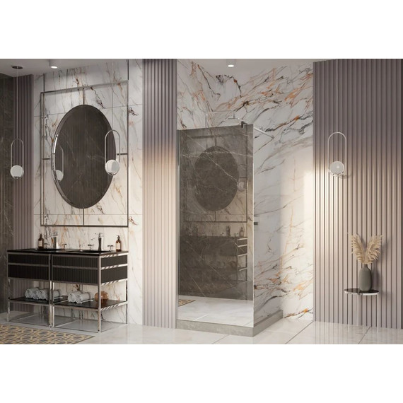 Душевая перегородка Ambassador Walk-in 80 см 15033124 с кронштейном (стекло 8 мм) хром/зеркальное - фото 3