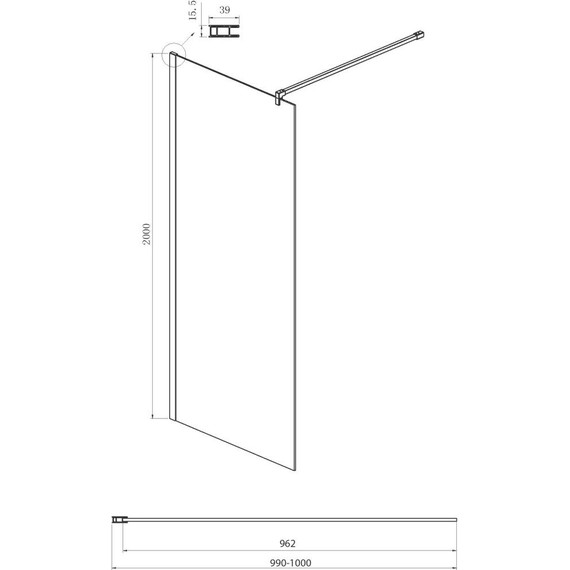Душевая перегородка Ambassador Walk-in 100 см 15034127 с кронштейном (стекло 8 мм) хром/узор - фото 5