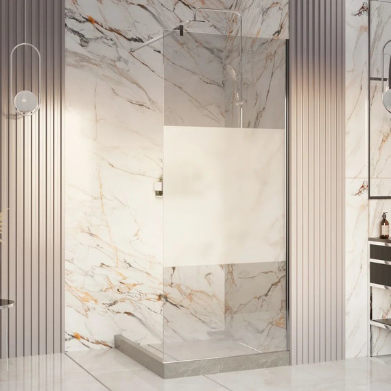 Душевая перегородка Ambassador Walk-in 120 см 15034125 с кронштейном (стекло 8 мм) хром/узор - фото 2