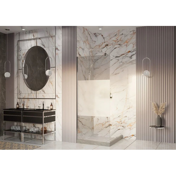 Душевая перегородка Ambassador Walk-in 90 см 15034128 с кронштейном (стекло 8 мм) хром/узор - фото 3