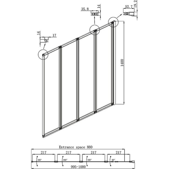 Шторка для ванны Ambassador Bath Screens 1000х1400 мм 16041111R R, хром/прозрачное - фото 5