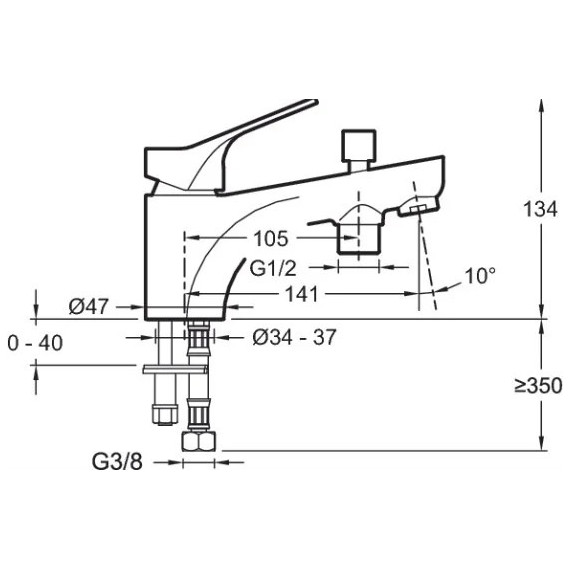 Смеситель для ванны Jacob Delafon Brive E75769-CP - фото 2