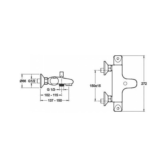 Смеситель для ванны с термостатом Jacob Delafon Robust E75772-CP - фото 3