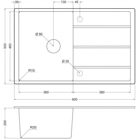 Кухонная мойка Emar EMQ-1800.Q, алмаз, Цвет производителя: алмаз - фото 2
