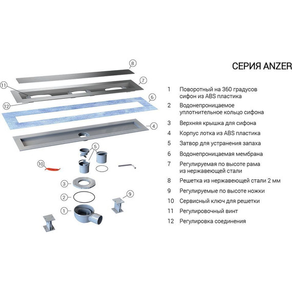 Трап Vincea Say Anzer Duz 60 см SAY.72.2.60.STN, сатин, Цвет производителя: сатин, Размер трапа: 600 - фото 4