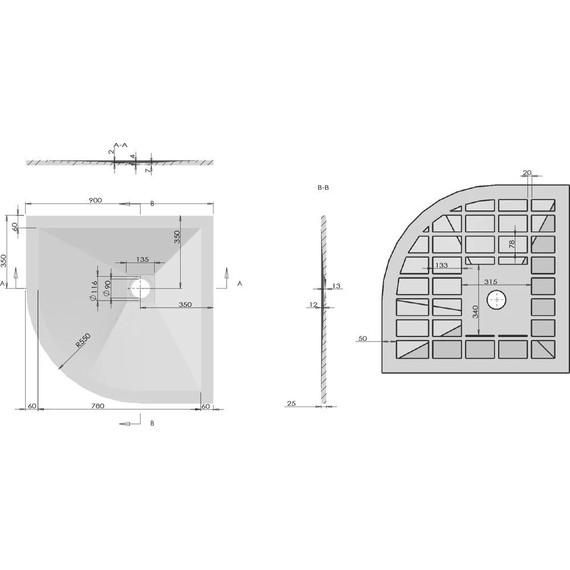 Поддон каменный Vincea 90х90 см VST-4SQ9090G, серый - фото 5