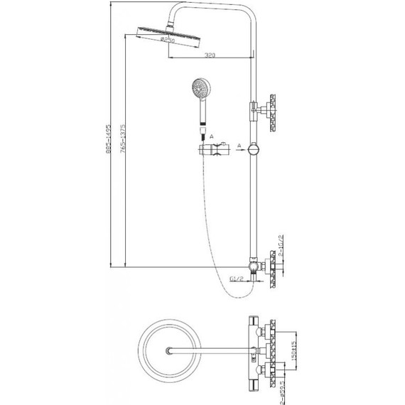 Душевая стойка BelBagno UNO-DOCM-CRM, Цвет производителя: хром - фото 2