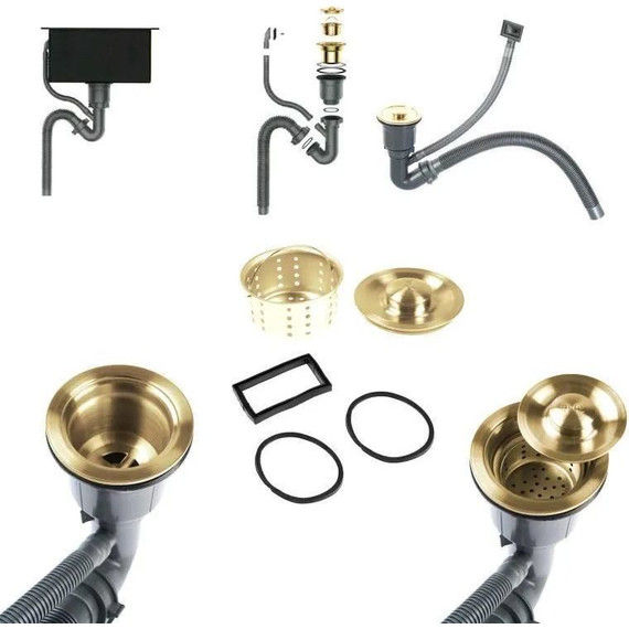 Кухонная мойка Gerhans K35050G 1 мм, золото, Цвет производителя: золото - фото 9