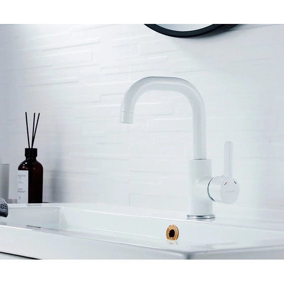 Смеситель для раковины Ledeme L1099W, белый - фото 2