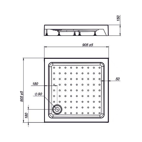 Поддон акриловый Vincea 90х90 см VST-3AS-9090 - фото 2
