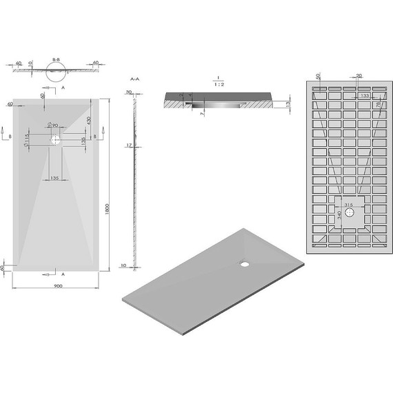Поддон каменный Vincea 180х90 см VST-4SR9018W, белый матовый - фото 5