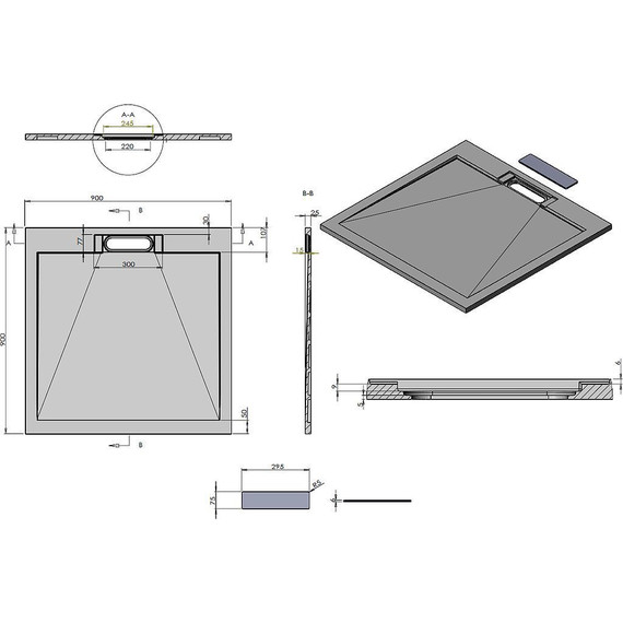 Поддон каменный Vincea 90х90 см VST-4SRL9090W, белый матовый - фото 8