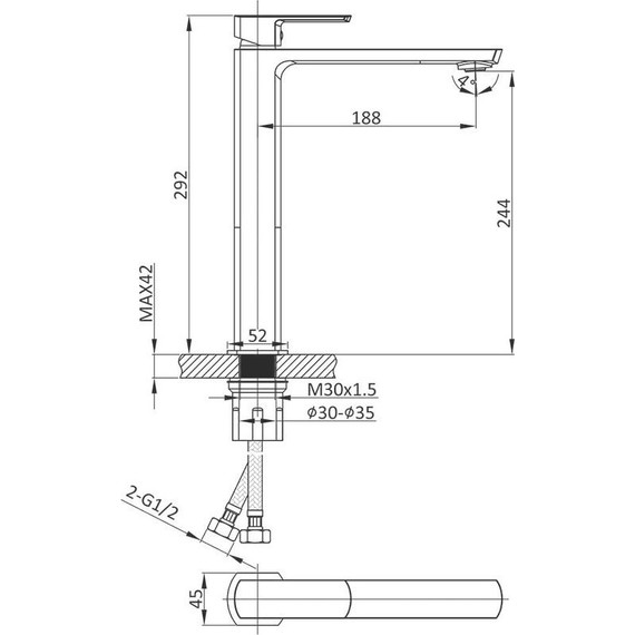Смеситель для раковины высокий Vincea Next VBF-1N2CH - фото 11