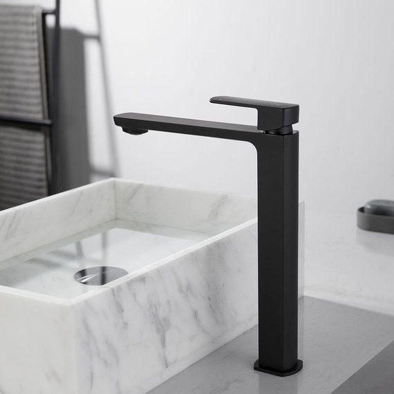 Смеситель для раковины высокий Vincea Next VBF-1N2MB, черный матовый - фото 3