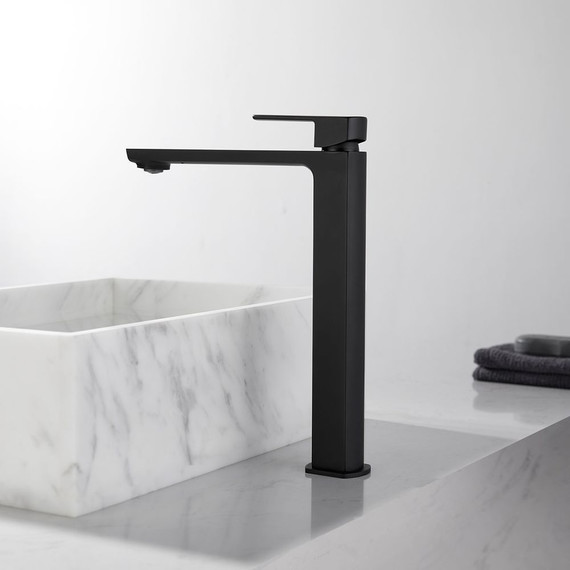 Смеситель для раковины высокий Vincea Next VBF-1N2MB, черный матовый - фото 4