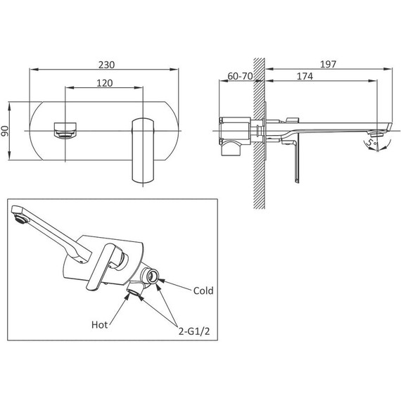 Смеситель для раковины настенный Vincea Next VBFW-1N1CH - фото 4