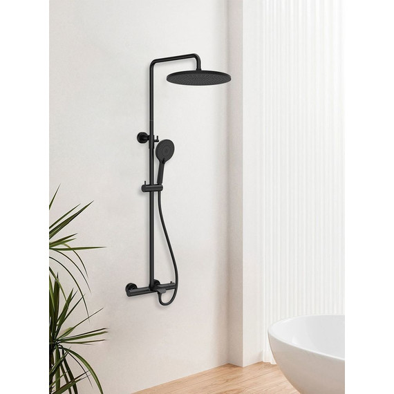 Душевая стойка с термостатом Vincea Esse VSFS-1E1TMB, черный матовый - фото 2