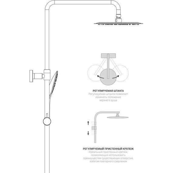 Душевая стойка с термостатом Vincea Next VSFS-1N0TCH - фото 6