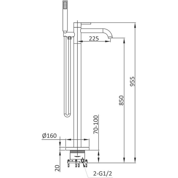 Смеситель для ванны Vincea Desire VTF-1DMB, черный матовый - фото 5