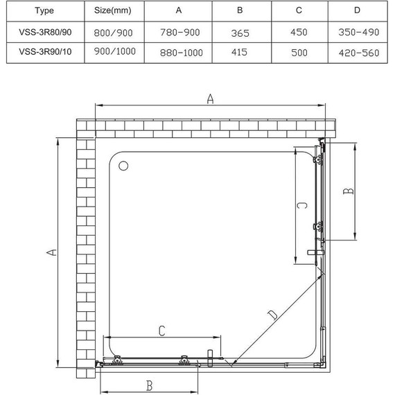 Душевое ограждение Vincea Rapid 80-90x80-90 см VSS-3R80/90CL, хром/прозрачное - фото 10