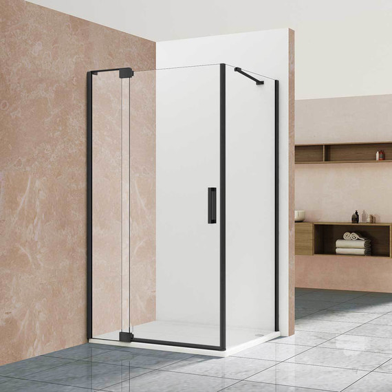 Душевое ограждение Vincea Extra 100-110x90 см VSR-1E101190CLB (стекло 8 мм), черный/прозрачное - фото 