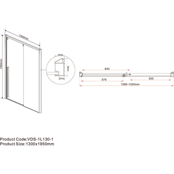 Душевая дверь Vincea Lugano 130 см VDS-1L130CL-1 (стекло 8 мм), хром/прозрачное - фото 5