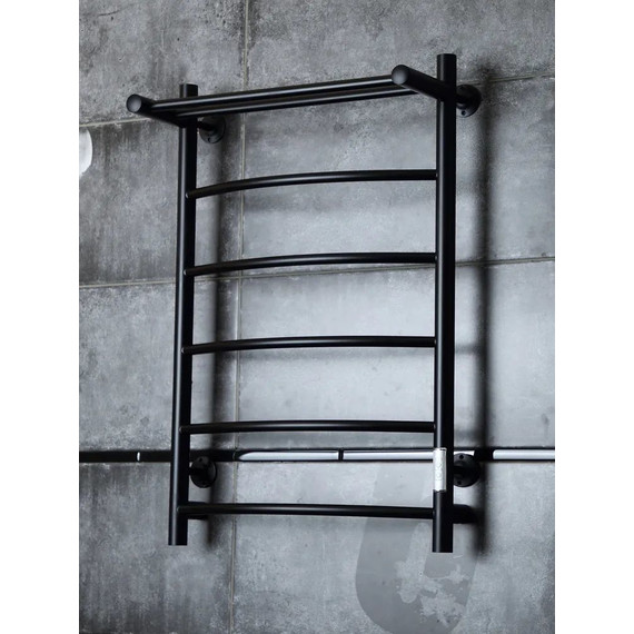Полотенцесушитель электрический Тругор Пэк сп 5 ВГП с полкой П6 500х800 мм, чёрный (возможность скрытого подключения) 00-00042758 - фото 2