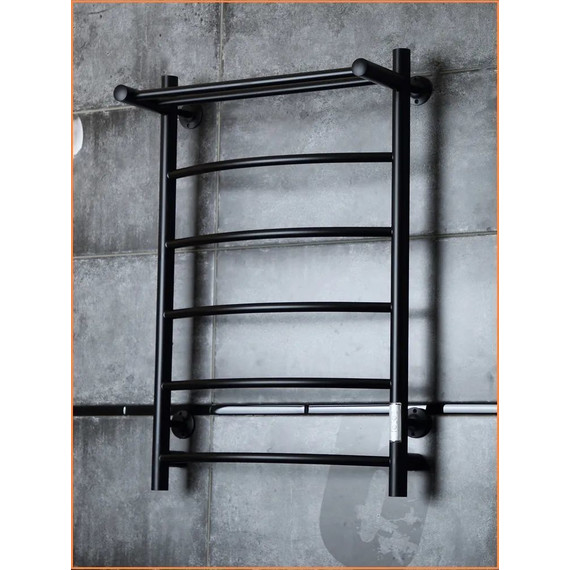 Полотенцесушитель электрический Тругор Пэк сп 5 ВГП с полкой П6 500х800 мм, чёрный (возможность скрытого подключения) 00-00042758 - фото 4