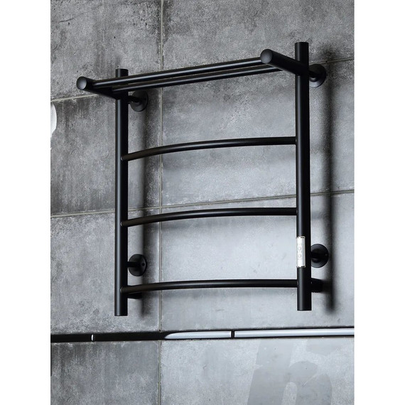 Полотенцесушитель электрический Тругор Пэк сп 5 ВГП с полкой П4 500х600 мм, чёрный (возможность скрытого подключения) 00-00042757 - фото 2