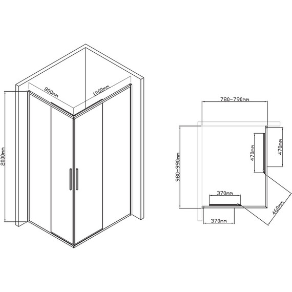 Душевое ограждение Vincea Slim-U 100x80 см VSS-2SU8010CL, хром/прозрачное - фото 9