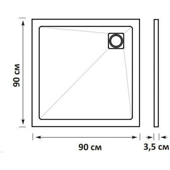 Поддон каменный Taliente 90x90 см PTA-ST-90W, белый матовый - фото 2