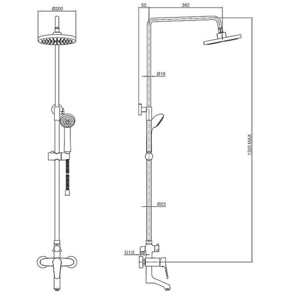 Душевая стойка BRAVAT ECO F6111147C-A-RUS - фото 2