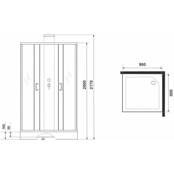 Душевое кабина Grossman Elegans 90x90 см GR251Q, чёрный/прозрачное - фото 9