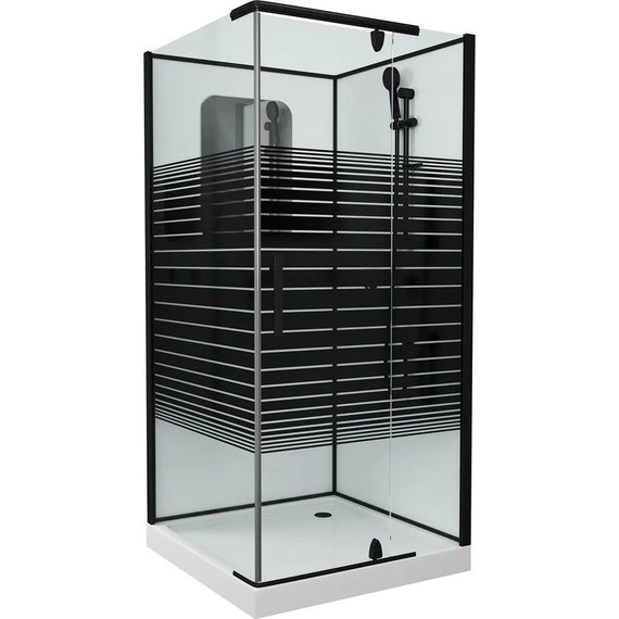 Душевое кабина Grossman Classic 100x100 см GR270QL, чёрный/узор - фото 