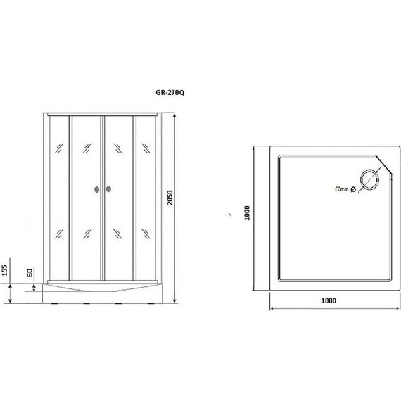 Душевое кабина Grossman Classic 100x100 см GR270QL, чёрный/узор - фото 6