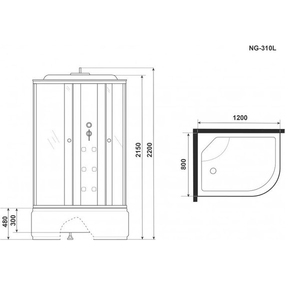 Гидробокс Niagara Ultra NG-310-01L 120x80 см, хром/прозрачное/матовое (безсиликоновая сборка) - фото 10