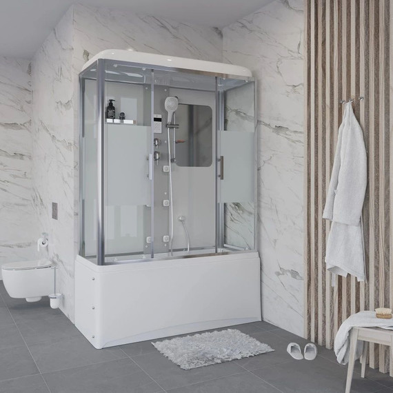 Гидробокс Niagara Ultra NG-3150-01 150x70 см, хром/прозрачное/матовое (безсиликоновая сборка) - фото 