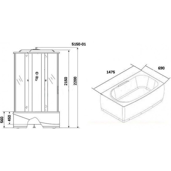 Гидробокс Niagara Ultra NG-5150-01 150x70 см, хром/тонированное - фото 13