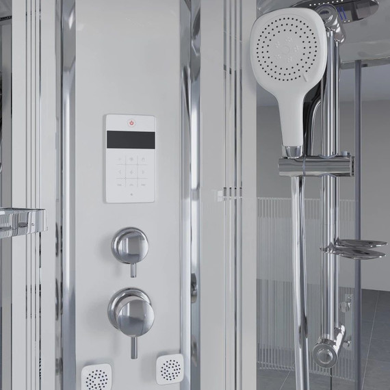 Гидробокс Niagara Ultra NG-7012-01 120x120 см, хром/прозрачное/узор (безсиликоновая сборка) - фото 3