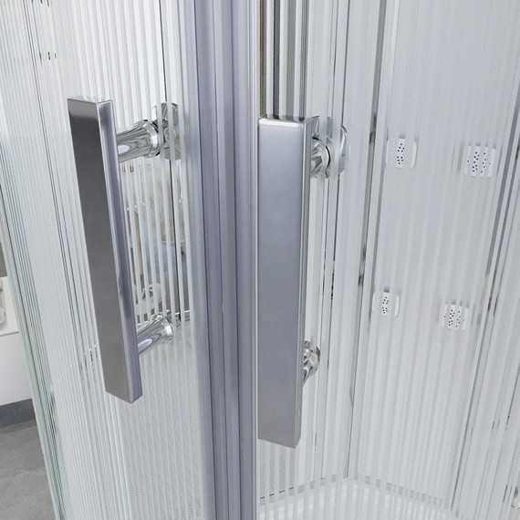 Гидробокс Niagara Ultra NG-709-01R 100x100 см, хром/прозрачное/узор (безсиликоновая сборка) - фото 4