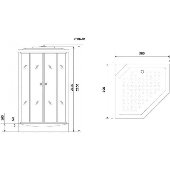 Душевая кабина Niagara Ultra NG-2306-01 90x90 см, белый/прозрачное/узор (безсиликоновая сборка) - фото 11
