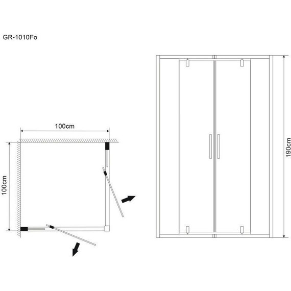 Душевое ограждение Grossman Forta 100x100 см GR-1010Fo, хром/прозрачное - фото 3